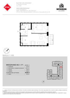 Mieszkanie, 49,99 m², 2 pokoje, 1 piętro, oferta nr M3.1.171