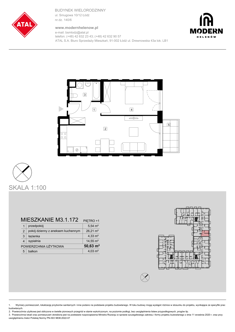 Mieszkanie, 50,63 m², 2 pokoje, 1 piętro, oferta nr M3.1.172