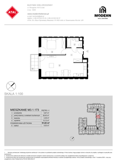 Mieszkanie, 51,63 m², 2 pokoje, 1 piętro, oferta nr M3.1.173