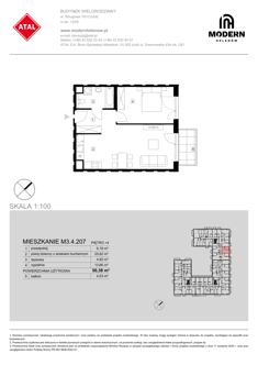 Mieszkanie, 50,38 m², 2 pokoje, 4 piętro, oferta nr M3.4.207