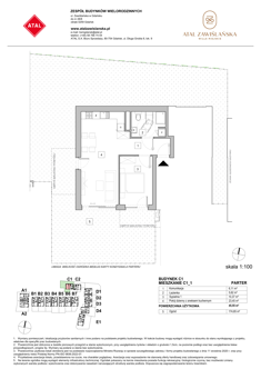 Mieszkanie, 45,55 m², 2 pokoje, parter, oferta nr C1_1