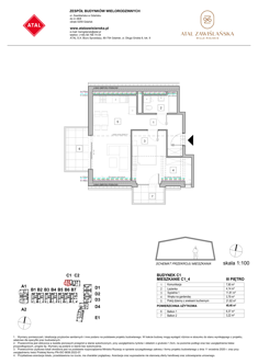 Mieszkanie, 49,46 m², 2 pokoje, 3 piętro, oferta nr C1_4