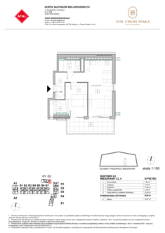 Mieszkanie, 50,46 m², 2 pokoje, 3 piętro, oferta nr C2_4