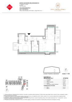 Mieszkanie, 51,75 m², 2 pokoje, 3 piętro, oferta nr D3_4