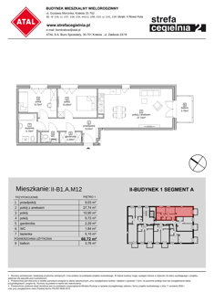 Mieszkanie, 66,72 m², 3 pokoje, 1 piętro, oferta nr II-B1.A.M12