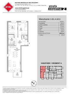 Mieszkanie, 68,03 m², 3 pokoje, 2 piętro, oferta nr II-B1.A.M13