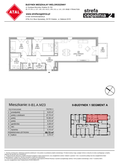 Mieszkanie, 66,72 m², 3 pokoje, 3 piętro, oferta nr II-B1.A.M23