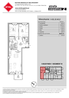 Mieszkanie, 68,03 m², 3 pokoje, 2 piętro, oferta nr II-B1.B.M12