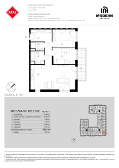 Mieszkanie, 79,51 m², 3 pokoje, 2 piętro, oferta nr M2.2.102