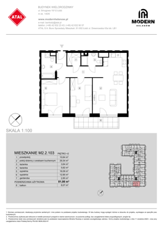 Mieszkanie, 81,08 m², 3 pokoje, 2 piętro, oferta nr M2.2.103