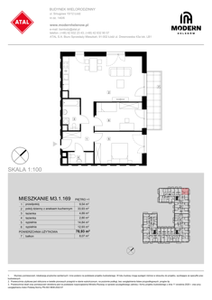 Mieszkanie, 78,93 m², 3 pokoje, 1 piętro, oferta nr M3.1.169