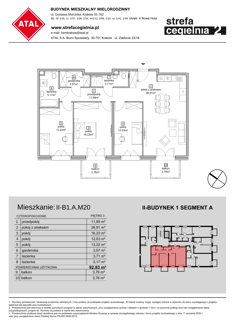 Mieszkanie, 92,83 m², 4 pokoje, 3 piętro, oferta nr II-B1.A.M20