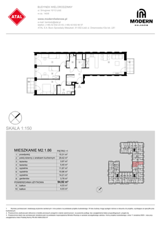 Mieszkanie, 94,92 m², 4 pokoje, 1 piętro, oferta nr M2.1.86