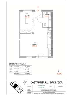 Apartament inwestycyjny, 31,49 m², 2 pokoje, parter, oferta nr A2