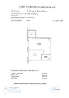 Mieszkanie, 46,44 m², 2 pokoje, parter, oferta nr A1