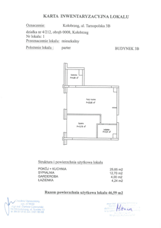 Mieszkanie, 46,59 m², 2 pokoje, parter, oferta nr B1