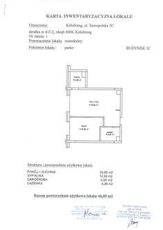 Mieszkanie, 46,69 m², 2 pokoje, parter, oferta nr C1