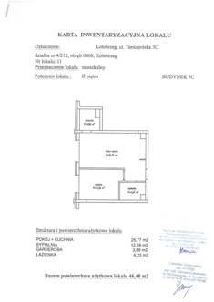 Mieszkanie, 46,48 m², 2 pokoje, 2 piętro, oferta nr C11