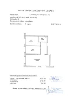 Mieszkanie, 61,93 m², 3 pokoje, 2 piętro, oferta nr A12