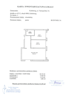 Mieszkanie, 61,20 m², 3 pokoje, parter, oferta nr A3