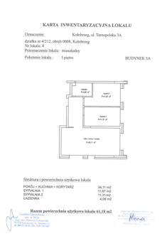 Mieszkanie, 61,18 m², 3 pokoje, 1 piętro, oferta nr A8