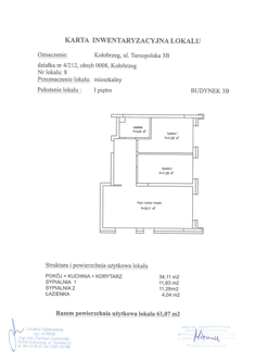 Mieszkanie, 61,07 m², 3 pokoje, 1 piętro, oferta nr B8