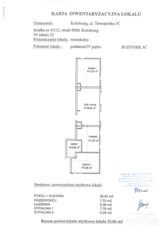 Mieszkanie, 53,06 m², 3 pokoje, 4 piętro, oferta nr C22