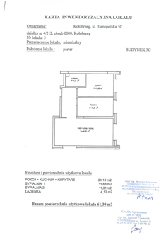 Mieszkanie, 61,30 m², 3 pokoje, parter, oferta nr C3