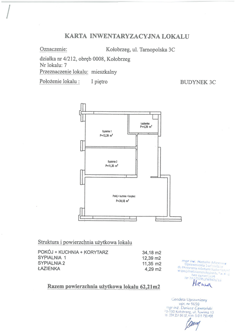 Mieszkanie, 62,21 m², 3 pokoje, 1 piętro, oferta nr C7