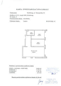 Mieszkanie, 61,26 m², 3 pokoje, 1 piętro, oferta nr C8