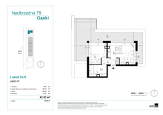 Mieszkanie, 42,93 m², 2 pokoje, 3 piętro, oferta nr 3.5.