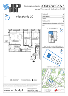 Mieszkanie, 63,18 m², 3 pokoje, 1 piętro, oferta nr A10