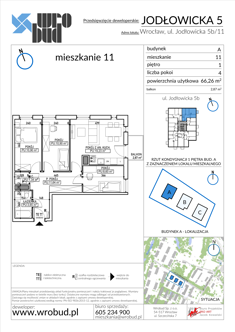 Mieszkanie, 66,26 m², 4 pokoje, 1 piętro, oferta nr A11