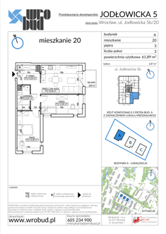 Mieszkanie, 61,89 m², 3 pokoje, 3 piętro, oferta nr A20