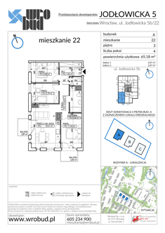 Mieszkanie, 65,18 m², 4 pokoje, 3 piętro, oferta nr A22