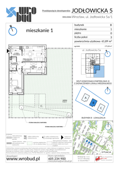 Mieszkanie, 61,89 m², 3 pokoje, parter, oferta nr B1