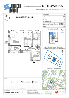 Mieszkanie, 63,18 m², 3 pokoje, 1 piętro, oferta nr B12