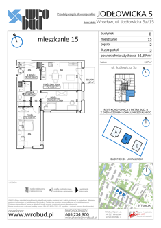 Mieszkanie, 61,89 m², 3 pokoje, 2 piętro, oferta nr B15