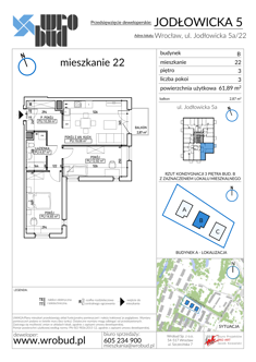 Mieszkanie, 61,89 m², 3 pokoje, 3 piętro, oferta nr B22