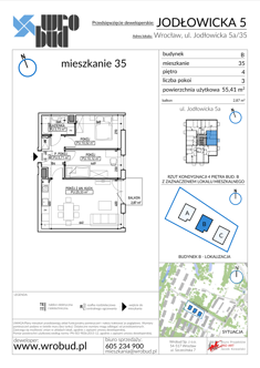 Mieszkanie, 55,41 m², 3 pokoje, 4 piętro, oferta nr B35