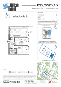 Mieszkanie, 55,66 m², 3 pokoje, 1 piętro, oferta nr C11