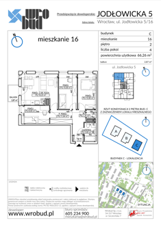 Mieszkanie, 66,26 m², 4 pokoje, 2 piętro, oferta nr C16