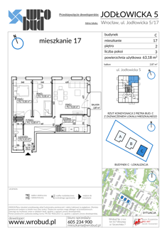 Mieszkanie, 63,18 m², 3 pokoje, 2 piętro, oferta nr C17