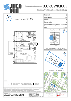 Mieszkanie, 55,44 m², 3 pokoje, 3 piętro, oferta nr C22