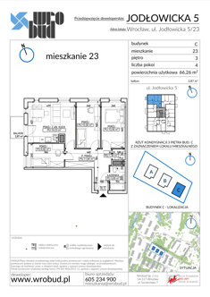 Mieszkanie, 66,26 m², 4 pokoje, 3 piętro, oferta nr C23