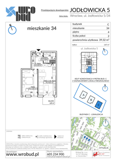 Mieszkanie, 39,32 m², 2 pokoje, 4 piętro, oferta nr C34