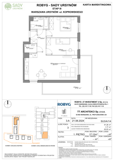 Mieszkanie, 61,26 m², 3 pokoje, 1 piętro, oferta nr SU3/A/1/4