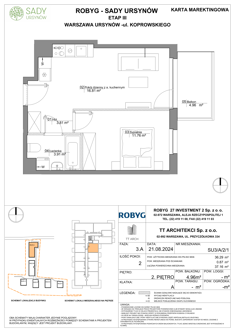 Mieszkanie, 36,29 m², 2 pokoje, 2 piętro, oferta nr SU3/A/2/1