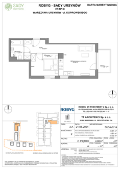 Mieszkanie, 43,51 m², 2 pokoje, 2 piętro, oferta nr SU3/A/2/14