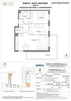 Mieszkanie, 61,26 m², 3 pokoje, 2 piętro, oferta nr SU3/A/2/4